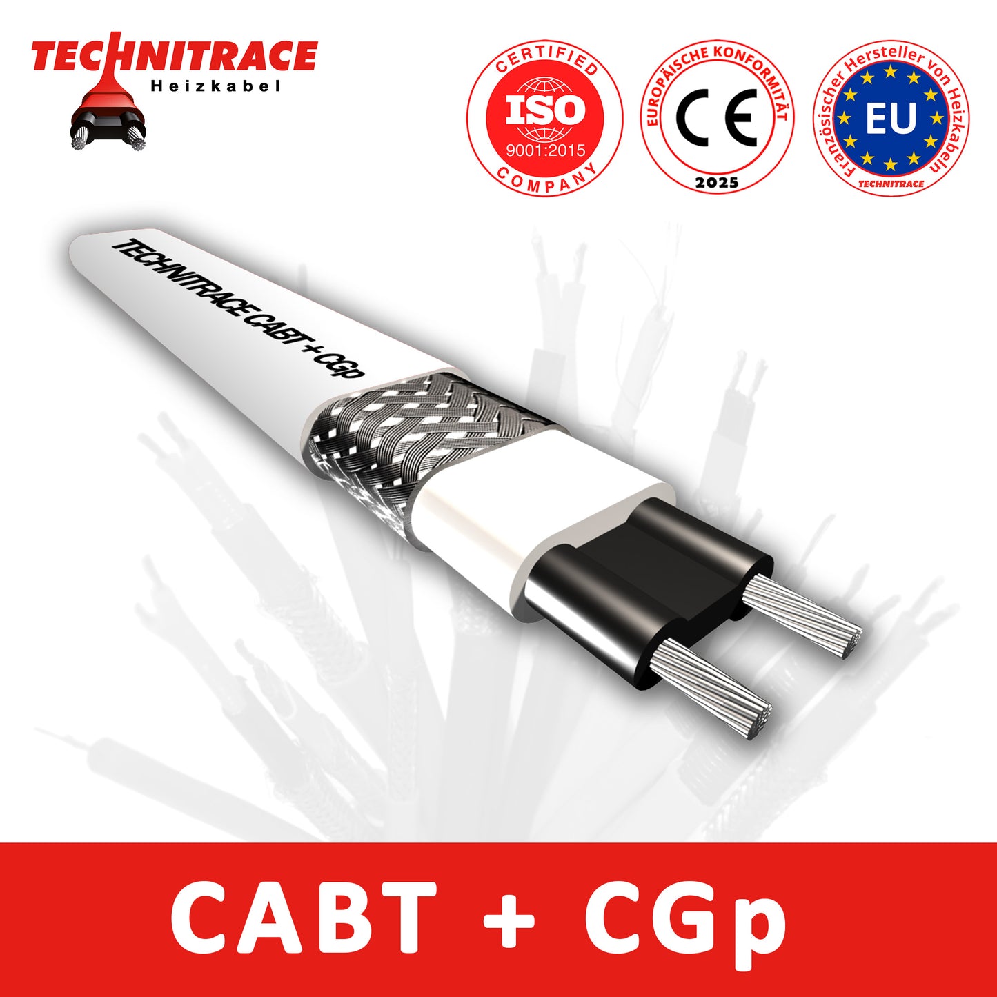 Heizkabel CABT + CGp (mit Kupfergeflecht & Ummantelung)