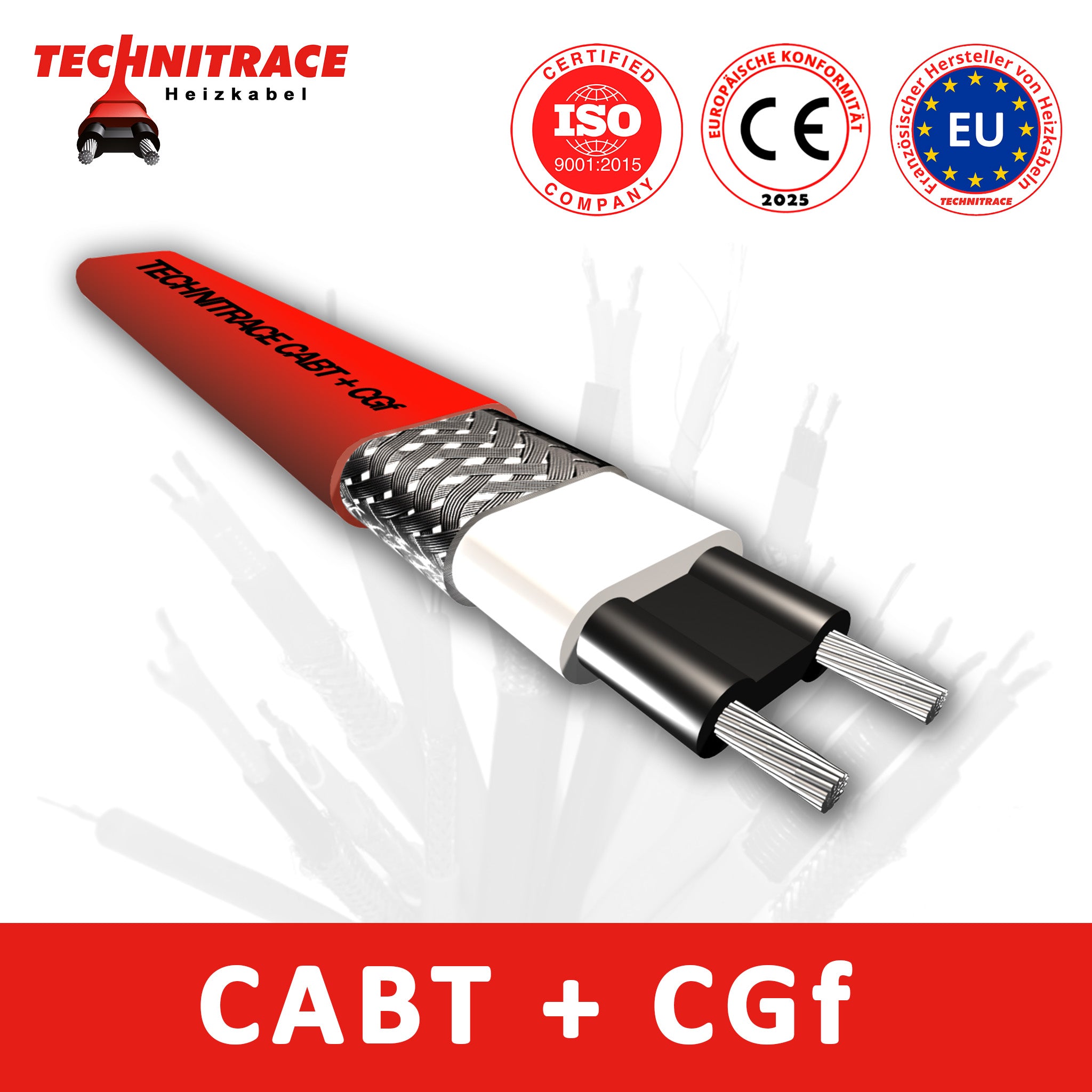 Heizkabel CABT + CGf (mit Kupfergeflecht & FEP-Ummantelung)